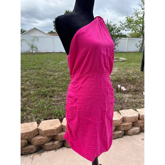 NWT Free People One Shoulder Button Up Mini Dress - Size Large - 100% Cotton** - Picture 2 of 13